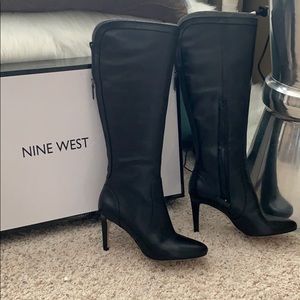 Nine West knee high black leather boots 8M